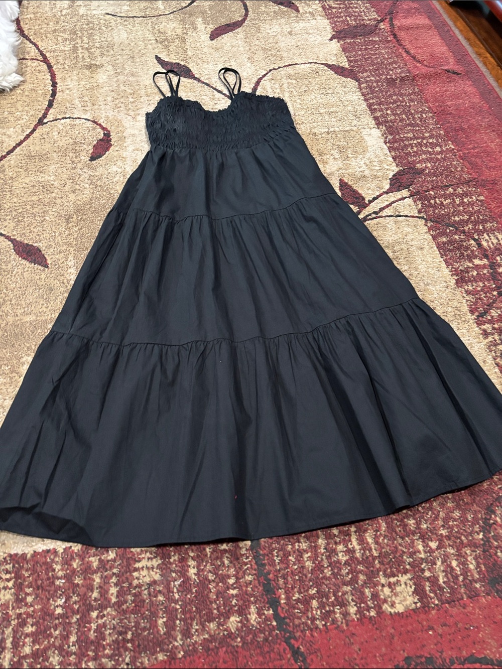Windsor Black Tiered Maxi Dress with Smocked Bodice
